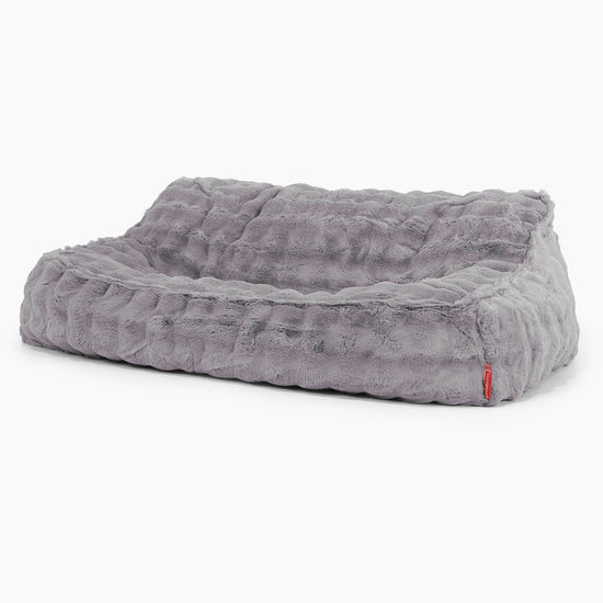 Pouf Divano Sloucher - Pelliccia Sintetica a Bolle Grigio 01