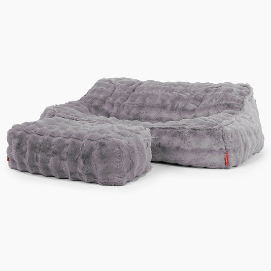 Pouf Divano Sloucher - Pelliccia Sintetica a Bolle Grigio 03