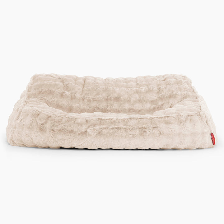 Pouf Divano Sloucher - Pelliccia Sintetica a Bolle Panna 02