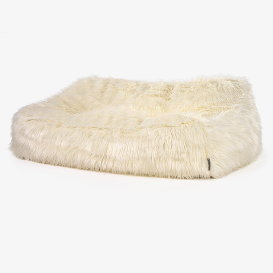 Pouf Divano Sloucher  - Pelliccia Sintetica Mongola Panna 01