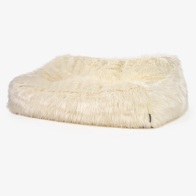 Pouf Divano Sloucher  - Pelliccia Sintetica Mongola Panna 01