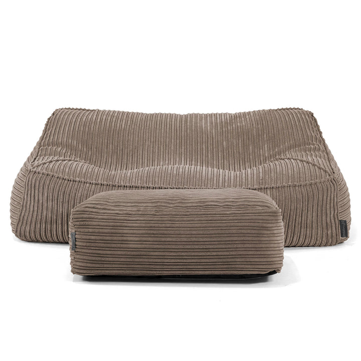 Pouf Divano Sloucher - Velluto a Coste Grigio Tortora 02