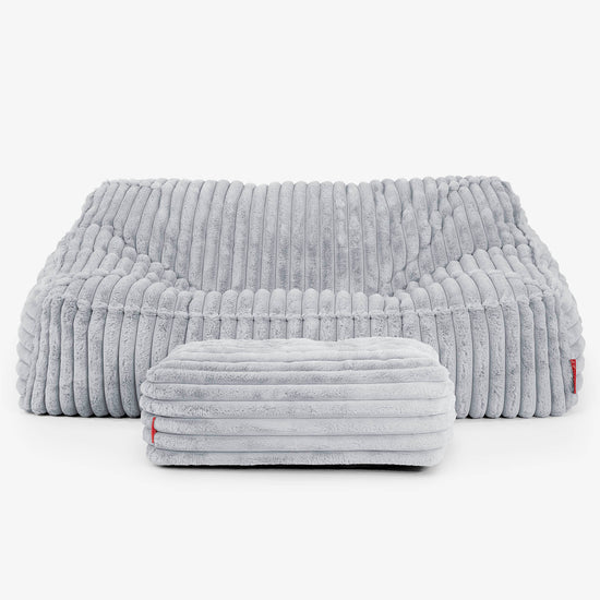 Pouf Divano Sloucher - Velluto Felpato Ultra Morbido Azzurro Uovo di Anatra3