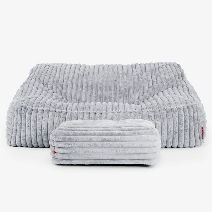 Pouf Divano Sloucher - Velluto Felpato Ultra Morbido Azzurro Uovo di Anatra3