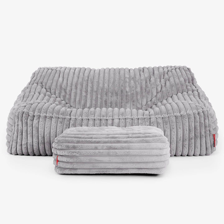 Pouf Divano Sloucher - Velluto Felpato Ultra Morbido Grigio3
