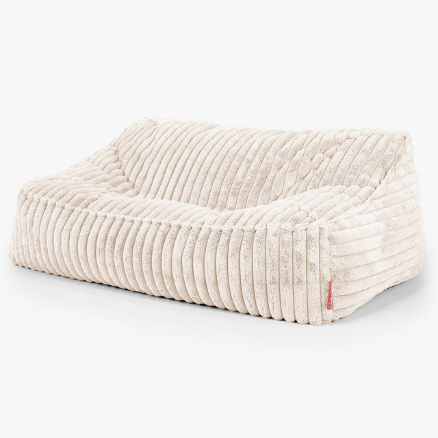 Pouf Divano Sloucher - Velluto Felpato Ultra Morbido Panna1