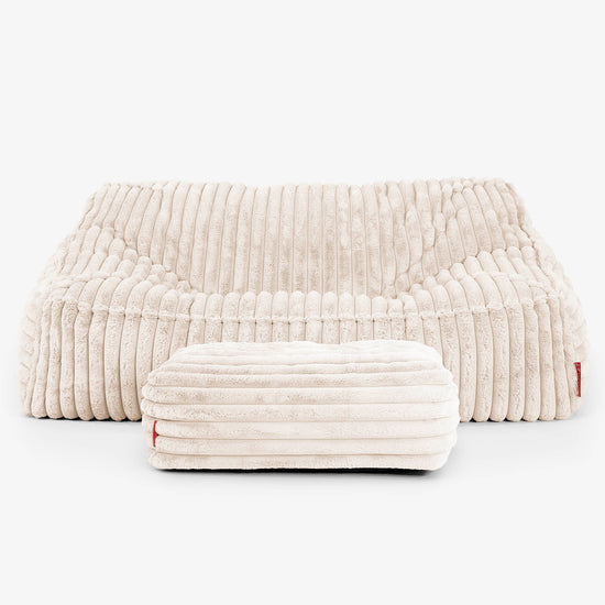 Pouf Divano Sloucher - Velluto Felpato Ultra Morbido Panna3