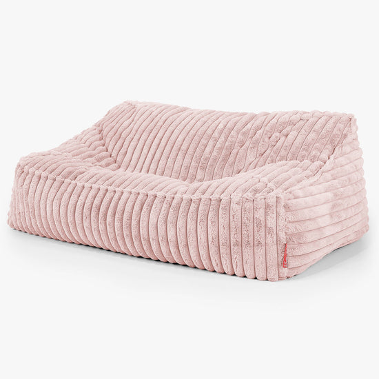 Pouf Divano Sloucher - Velluto Felpato Ultra Morbido Rosa Antico1