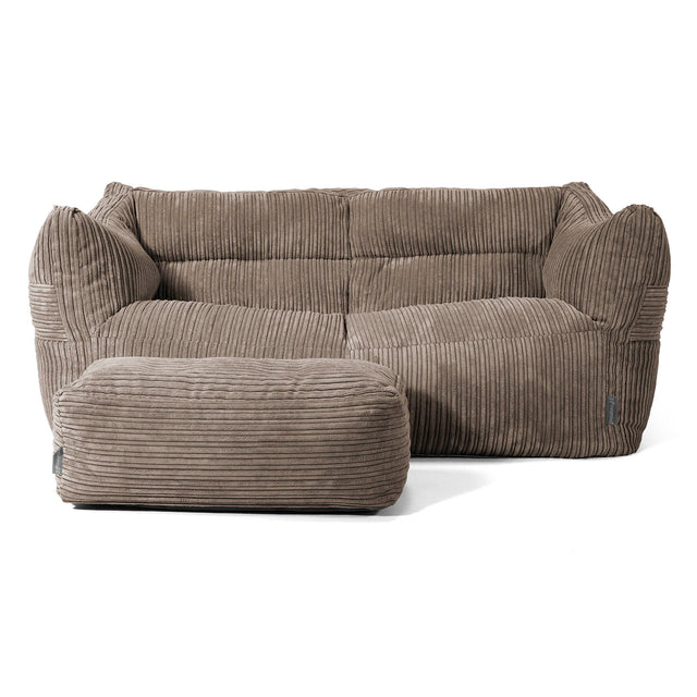 Pouf Divano Victor - Velluto a Coste Grigio Tortora 02