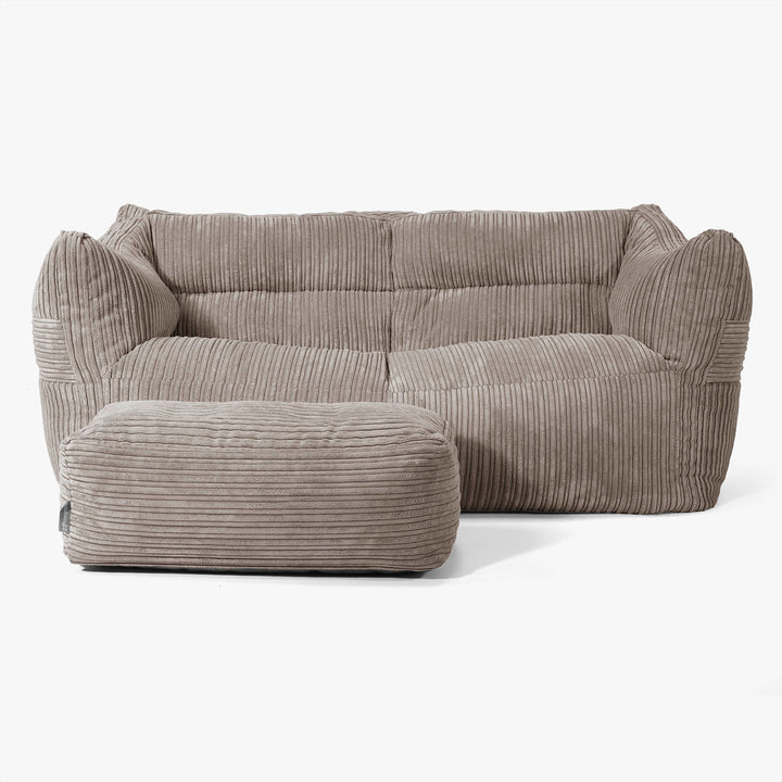 Pouf Divano Victor - Velluto a Coste Grigio Tortora 02