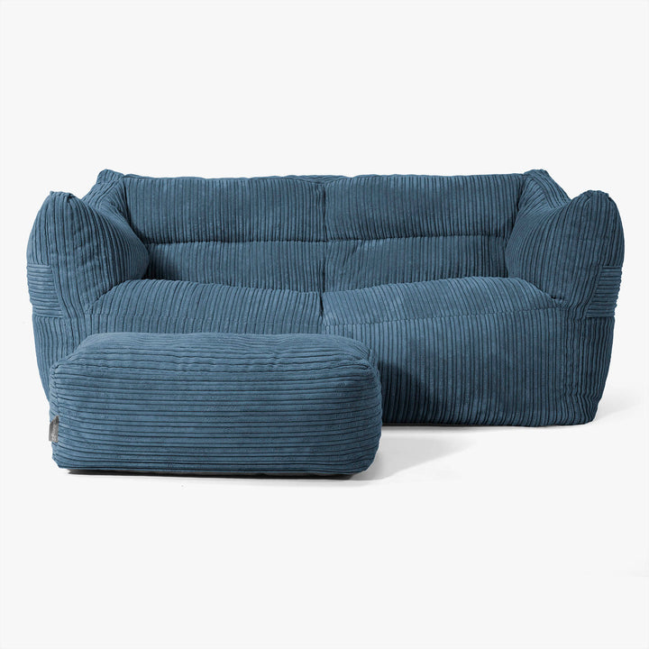 Pouf Divano Victor - Velluto a Coste Navy 02