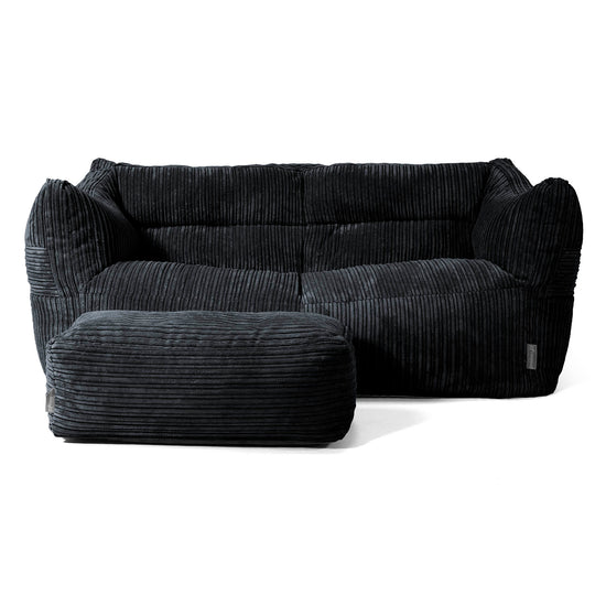 Pouf Divano Victor - Velluto a Coste Nero 02