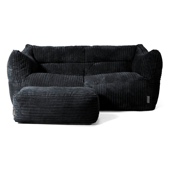 Pouf Divano Victor - Velluto a Coste Nero 02