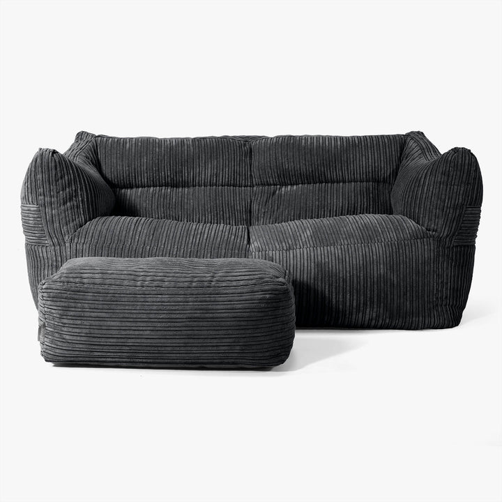 Pouf Divano Victor - Velluto a Coste Nero 02