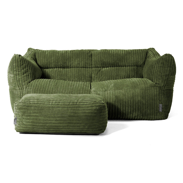 Pouf Divano Victor - Velluto a Coste Verde Foresta 02