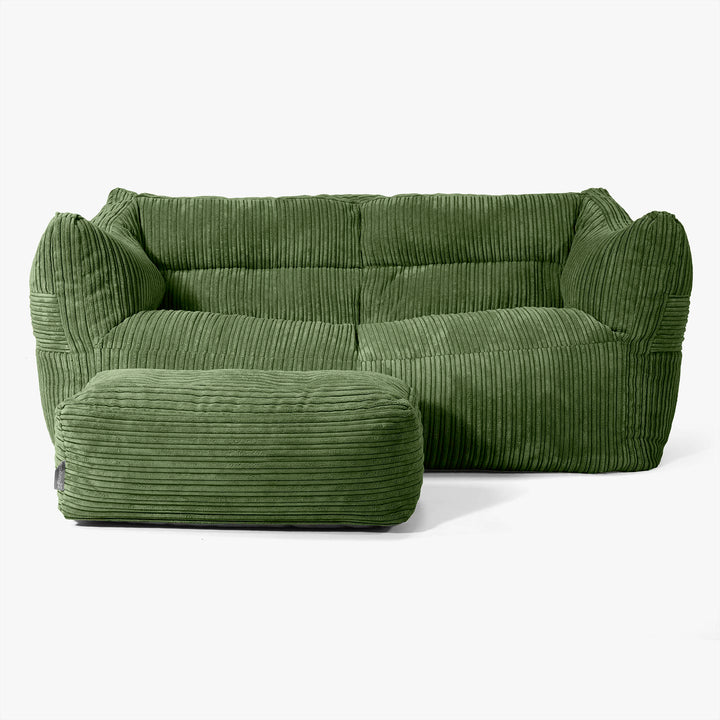 Pouf Divano Victor - Velluto a Coste Verde Foresta 02