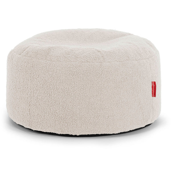 Pouf Ottoman con Vassoio - Bouclé Avorio - 01