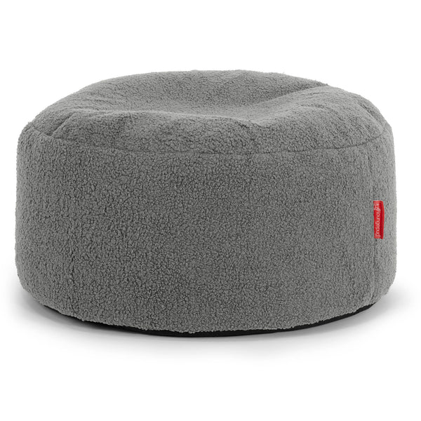 Pouf Ottoman con Vassoio - Bouclé Grigio - 01