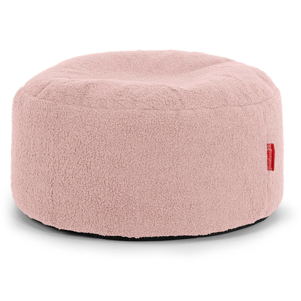 Pouf Ottoman con Vassoio - Bouclé Rosa - 01