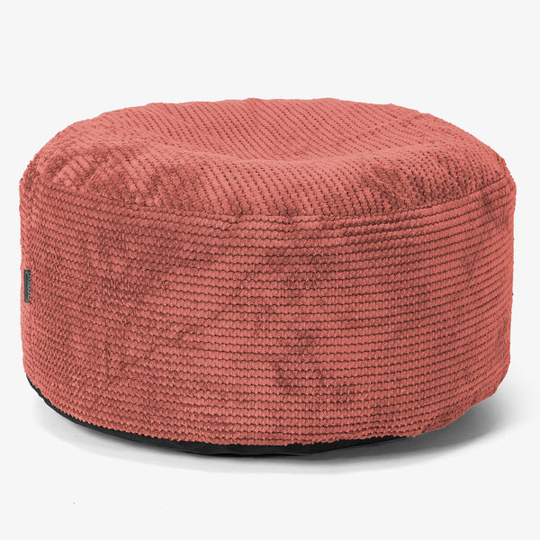 Pouf Ottoman con Vassoio - Pompon Arancione Zucca - 01