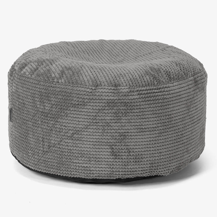Pouf Ottoman con Vassoio - Pompon Carbone Grigio - 02