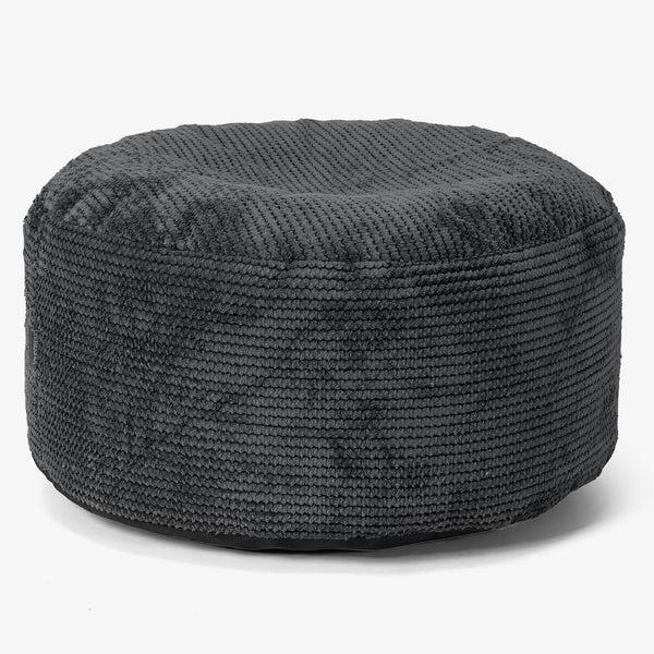 Pouf Ottoman con Vassoio - Pompon Nero - 01