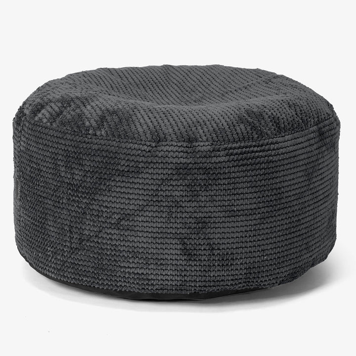 Pouf Ottoman con Vassoio - Pompon Nero - 02