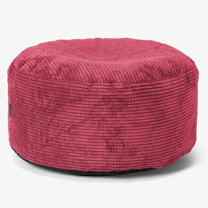 Pouf Ottoman con Vassoio - Pompon Rosso pastello - 02