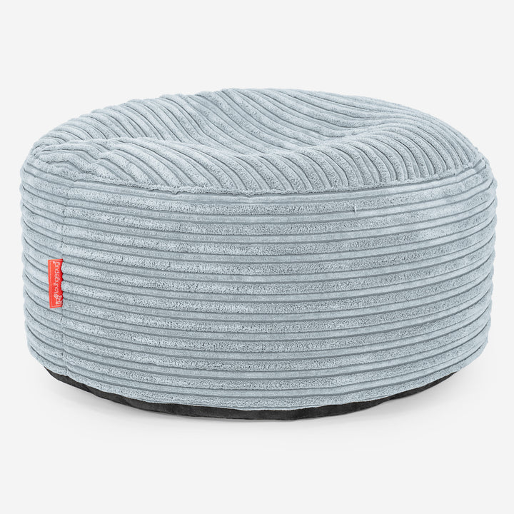 Pouf Ottoman con Vassoio - Velluto a Coste Bebè Blu - 02
