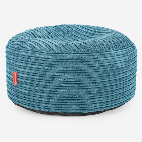 Pouf Ottoman con Vassoio - Velluto a Coste Egeo Blu - 02