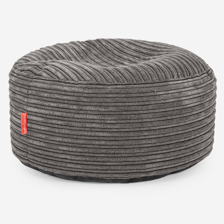 Pouf Ottoman con Vassoio - Velluto a Coste Grafite - 02