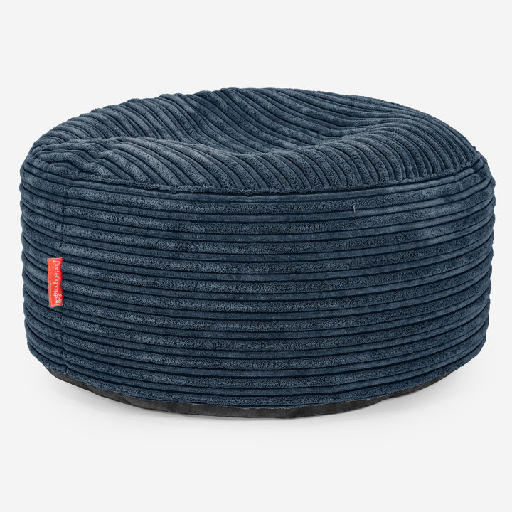 Pouf Ottoman con Vassoio - Velluto a Coste Navy - 02