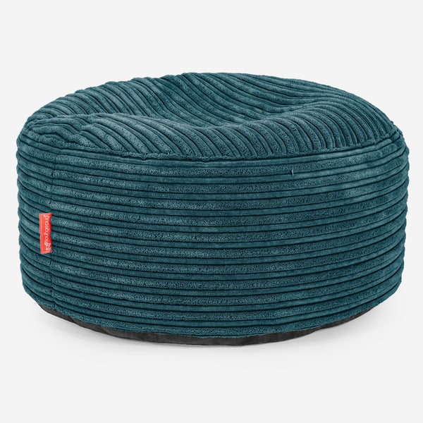Pouf Ottoman con Vassoio - Velluto a Coste Tiglio - 01