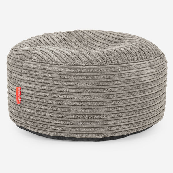 Pouf Ottoman con Vassoio - Velluto a Coste Visone - 01
