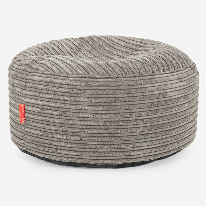 Pouf Ottoman con Vassoio - Velluto a Coste Visone - 02
