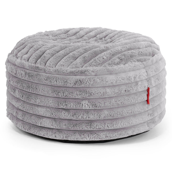 Pouf Ottoman con Vassoio - Velluto Felpato Ultra Morbido Grigio - 02