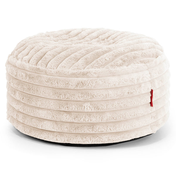 Pouf Ottoman con Vassoio - Velluto Felpato Ultra Morbido Panna - 01