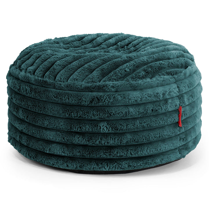 Pouf Ottoman con Vassoio - Velluto Felpato Ultra Morbido Tiglio - 02