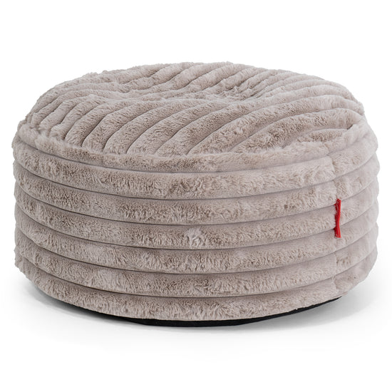 Pouf Ottoman con Vassoio - Velluto Felpato Ultra Morbido Visone - 02
