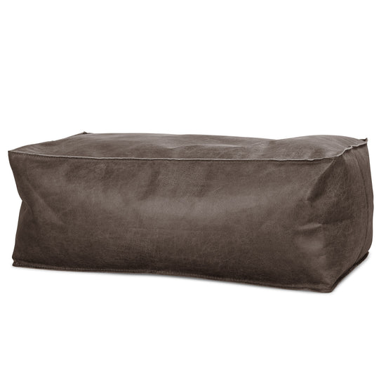 Pouf Poggiapiedi Gigante - Pelle Effetto Vintage Ardesia Naturale 01