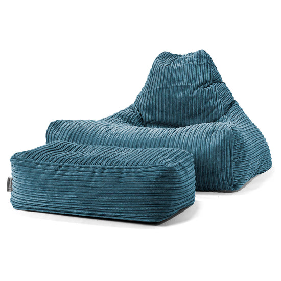 Pouf Poltrona Relax Sacco - Velluto a Coste Navy 02