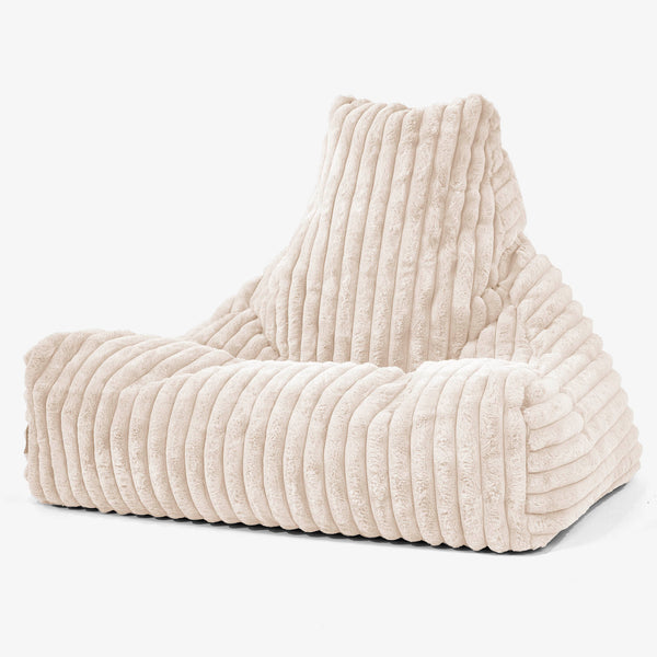 Pouf Poltrona Relax Sacco - Velluto Felpato Ultra Morbido Panna 01