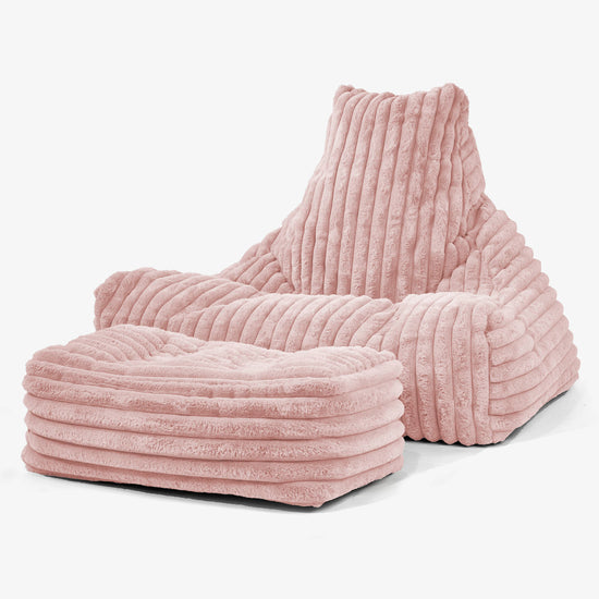 Pouf Poltrona Relax Sacco - Velluto Felpato Ultra Morbido Rosa Antico 02