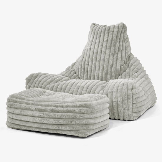 Pouf Poltrona Relax Sacco - Velluto Felpato Ultra Morbido Verde Salvia 02