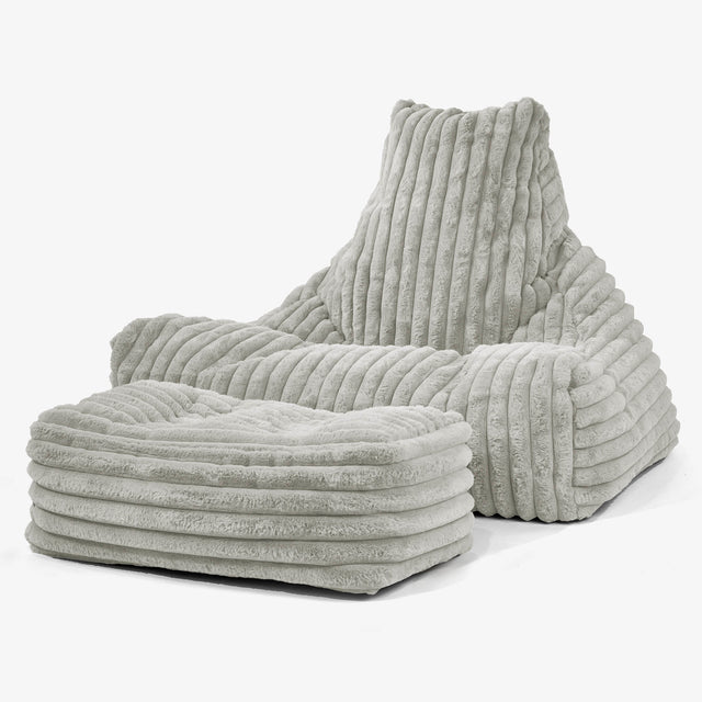 Pouf Poltrona Relax Sacco - Velluto Felpato Ultra Morbido Verde Salvia 02