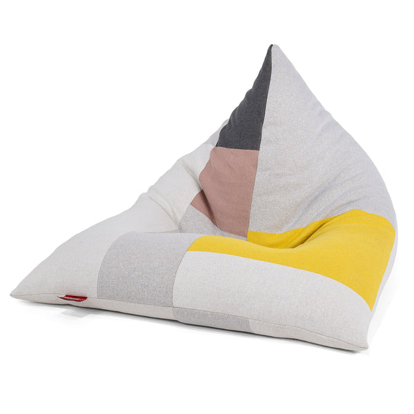 Pouf Poltrona Sacco Relax - Lavorato a Maglia Blocco di Colore Grigio 01