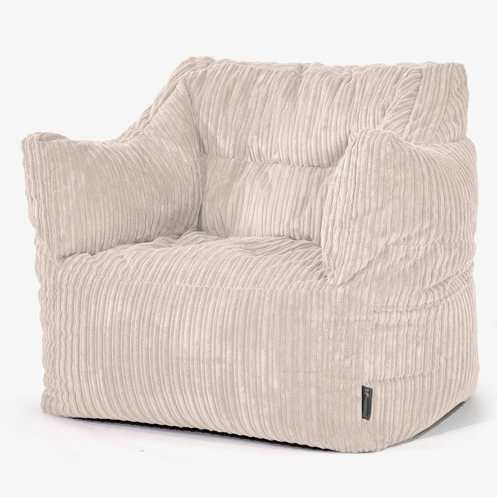 Pouf Poltrona Sacco Victor - Velluto a Coste Avorio 01
