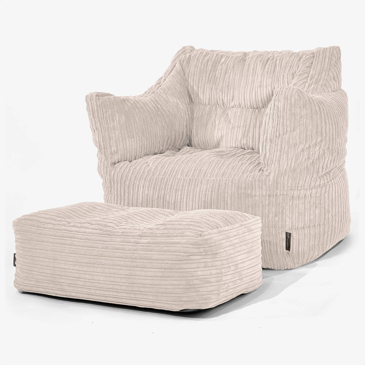 Pouf Poltrona Sacco Victor - Velluto a Coste Avorio 02