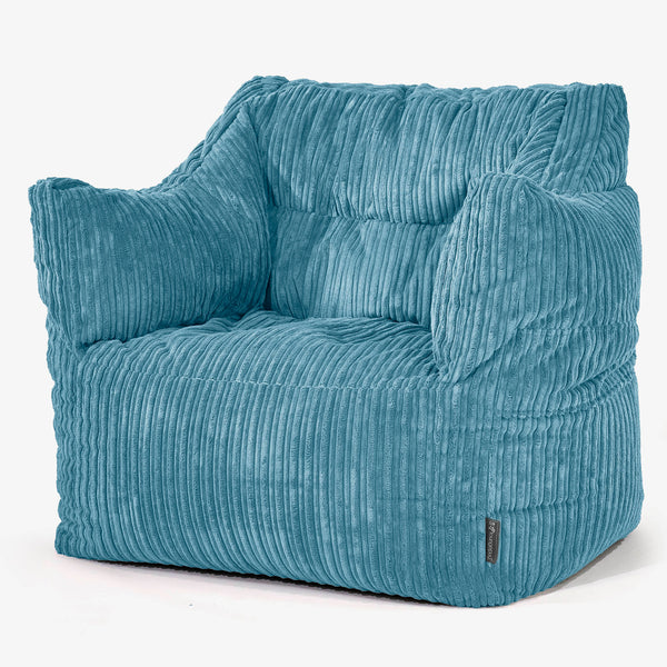 Pouf Poltrona Sacco Victor - Velluto a Coste Egeo Blu 01