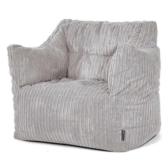Pouf Poltrona Sacco Victor - Velluto a Coste Grigio Argento 01